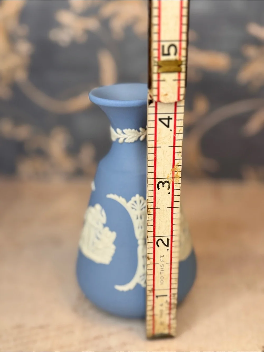Vintage Wedgwood Jasperware Pale Blue Bud Vase England Classical Relief